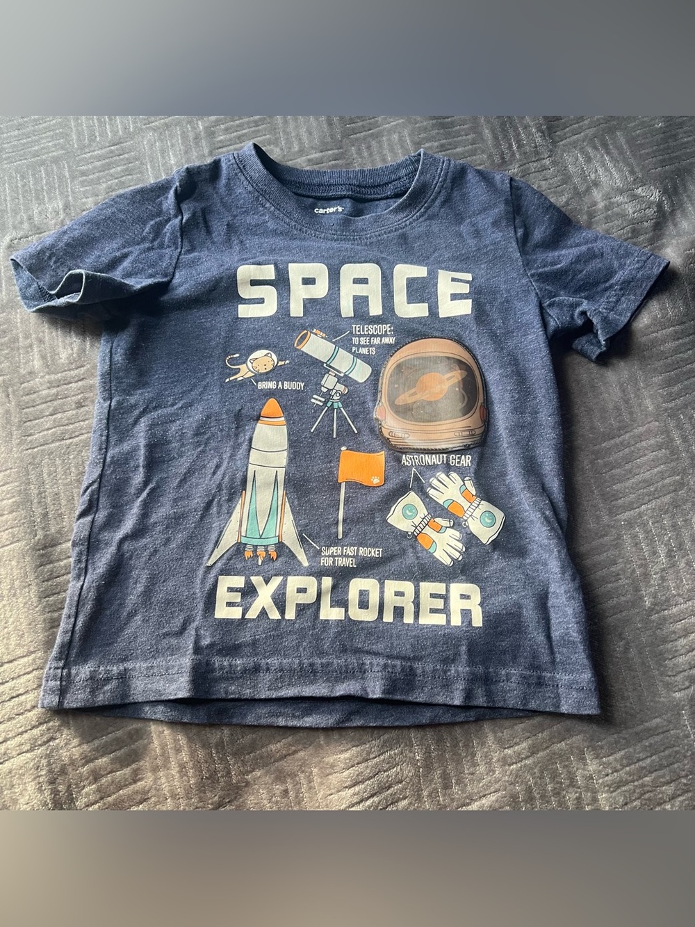 Carter's Navy Space Explorer Graphic Tee with Orange & Teal Accents